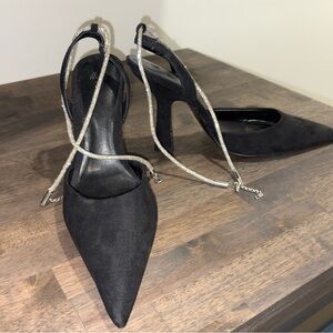 H&M Black Heels with Silver Straps